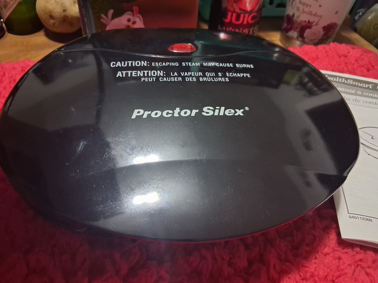Proctor Silex 25218 Electric Contact Grill Non-Stick, Drip Tray, Black