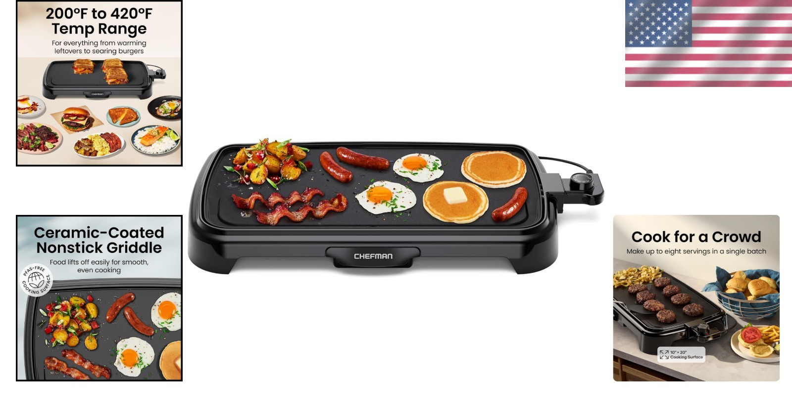Immersible 10×20 Inch Electric Griddle – Slide Out Tray