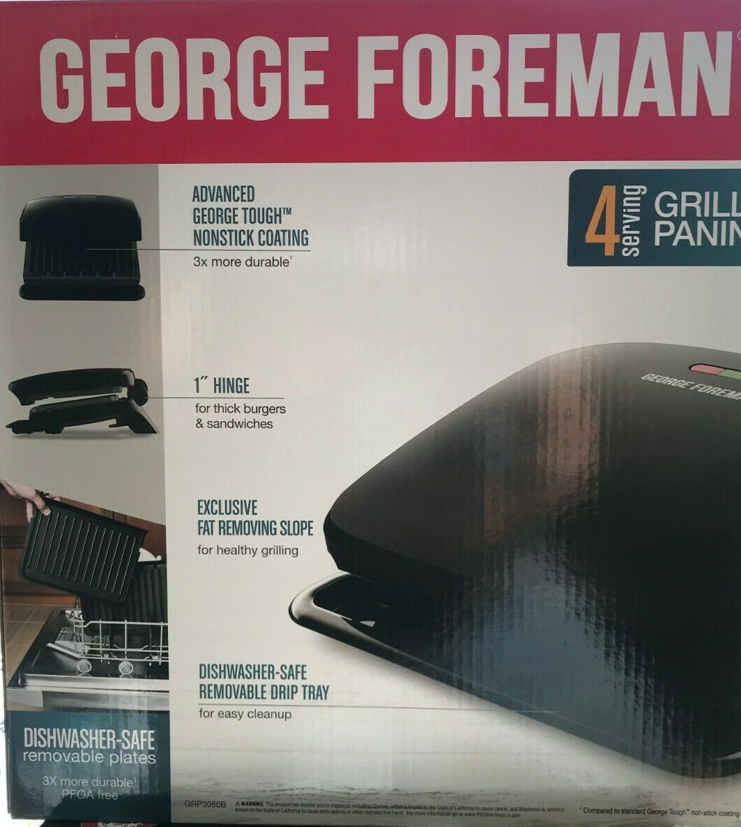 George Foreman – GRP3060B – 4-Serving Removable Plate Grill – Black