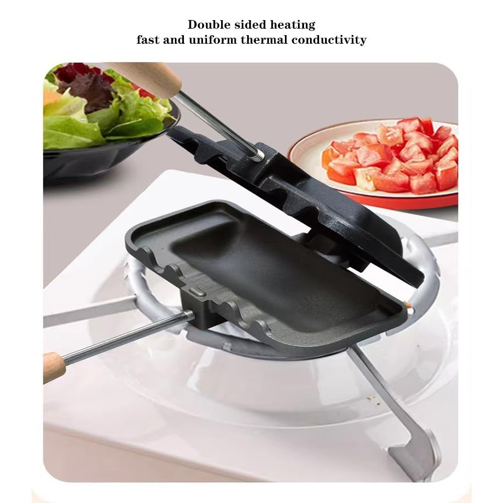 Double-Sided Hot Sandwich Maker & Toaster, Nonstick Frying Pan for Breakfast, Re