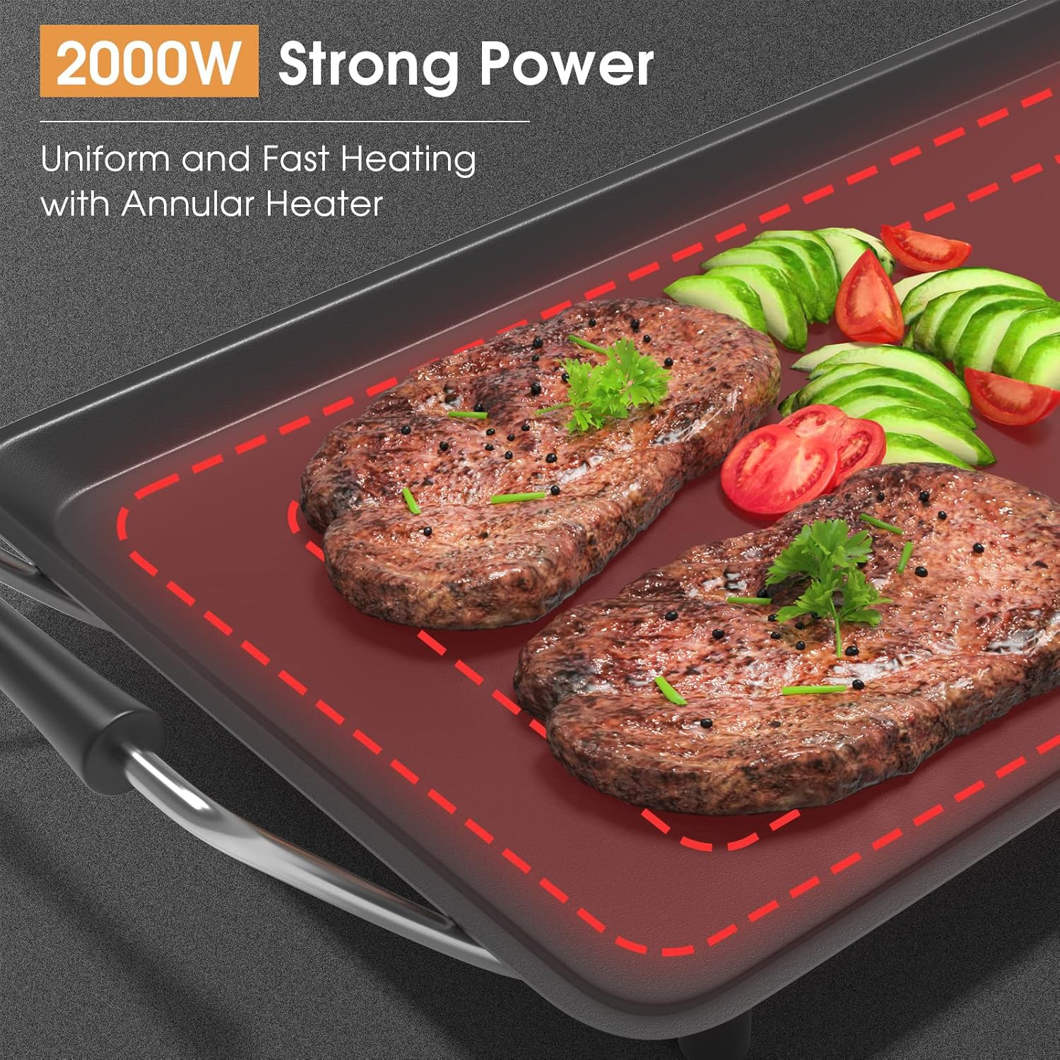 35″ Electric Griddle Teppanyaki Grill | Nonstick Extra Large Cooking Plate for P