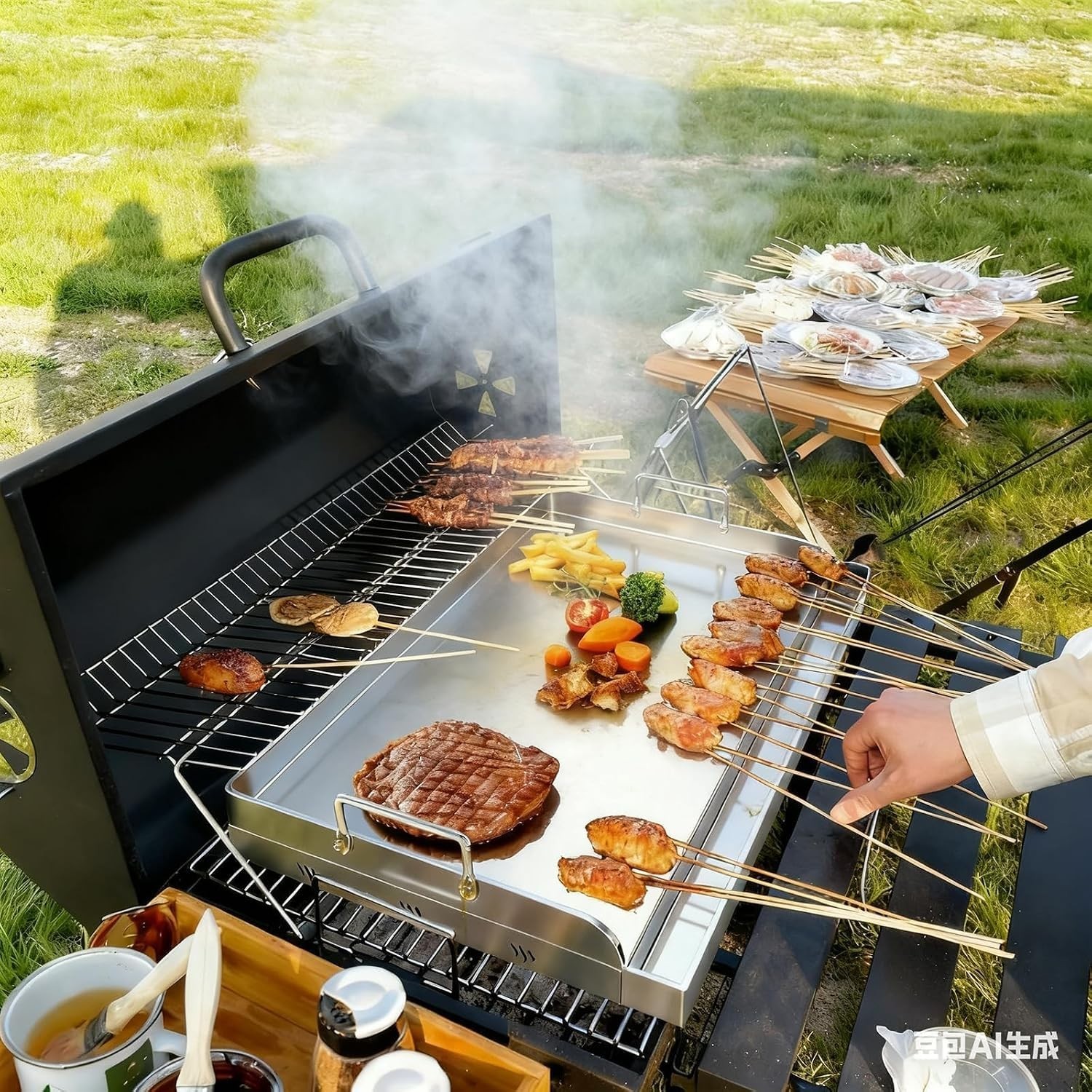 17″ x 13″ Stainless Steel Griddle for BBQ & Camping – Even Heat Cooking