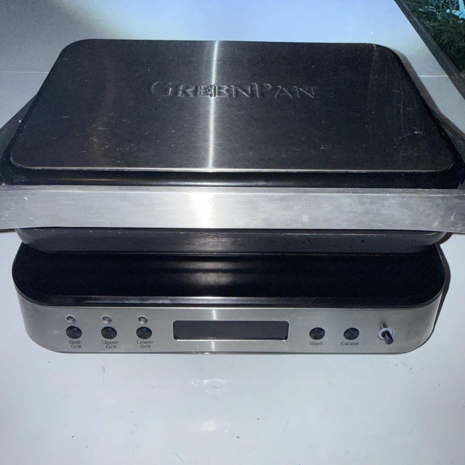 GreenPan Electric Indoor Stainless Steel 6-in-1 Contact Grill & Griddle CC006410