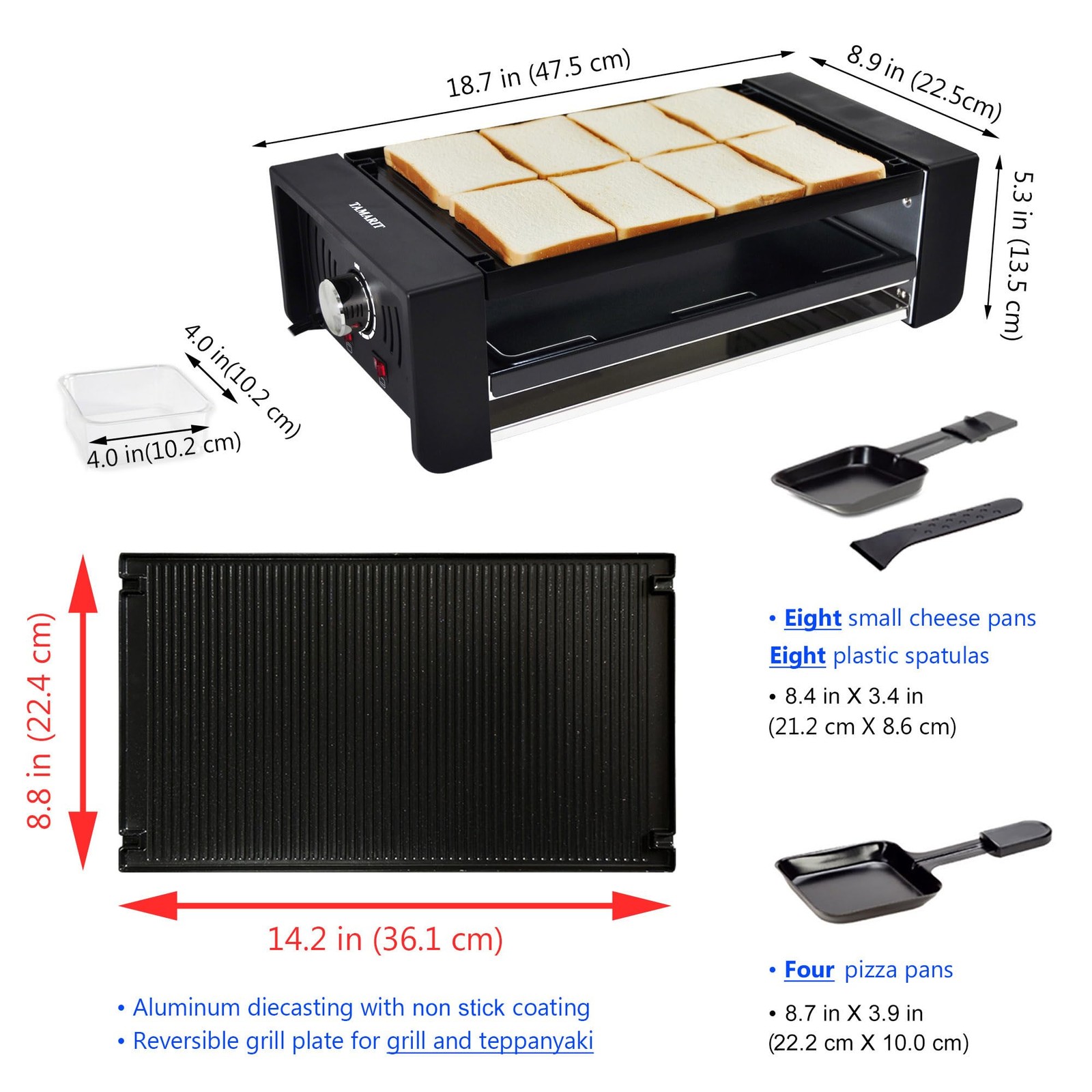 Raclette Party Grill 3-Tier 1450W Indoor Electric for 8 People – BBQ Gatherings