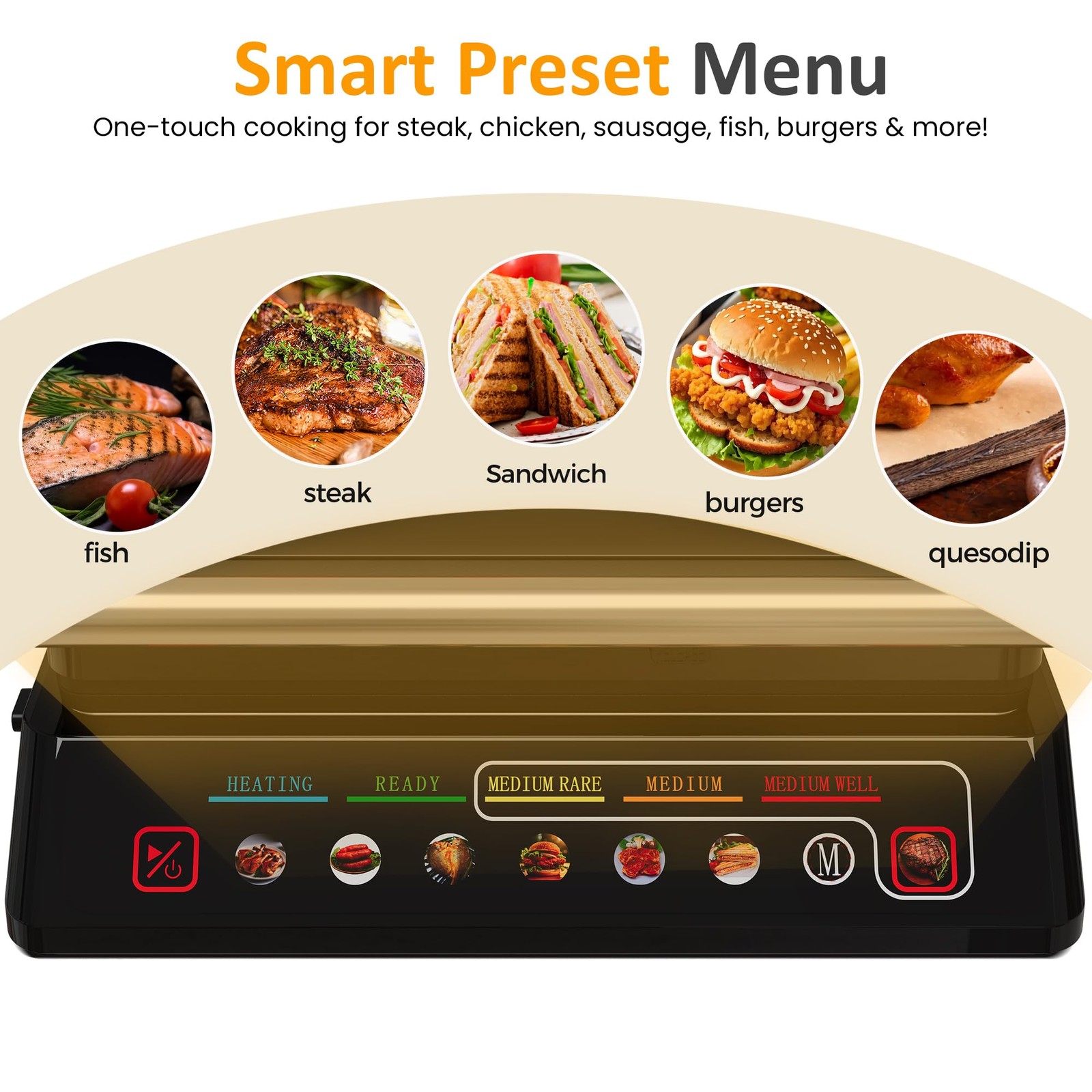 SUNVIVI Indoor Grill & Griddle 1600W Electric Panini Press, Nonstick Plates
