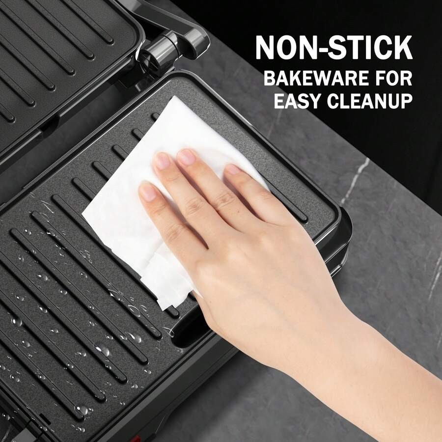 Electric Panini Press Sandwich Maker 2 Slice 180 Degree Flat Grill Non Stick 850