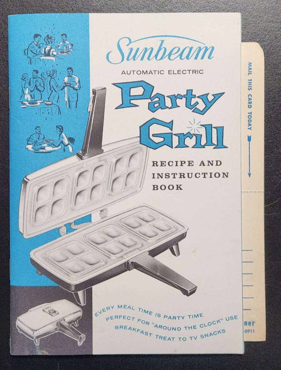 Vintage 1960’s-1970’s Sunbeam Party Grill/ Instruction Book Model 870 Works