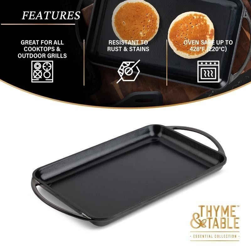 Square Nonstick Cast Iron Griddle 11″ Versatile Cooking Durable Kitchen Home New