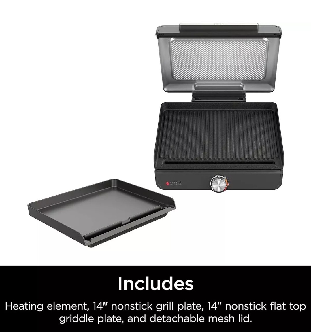 Ninja GR100 Sizzle Smokeless Indoor Grill New