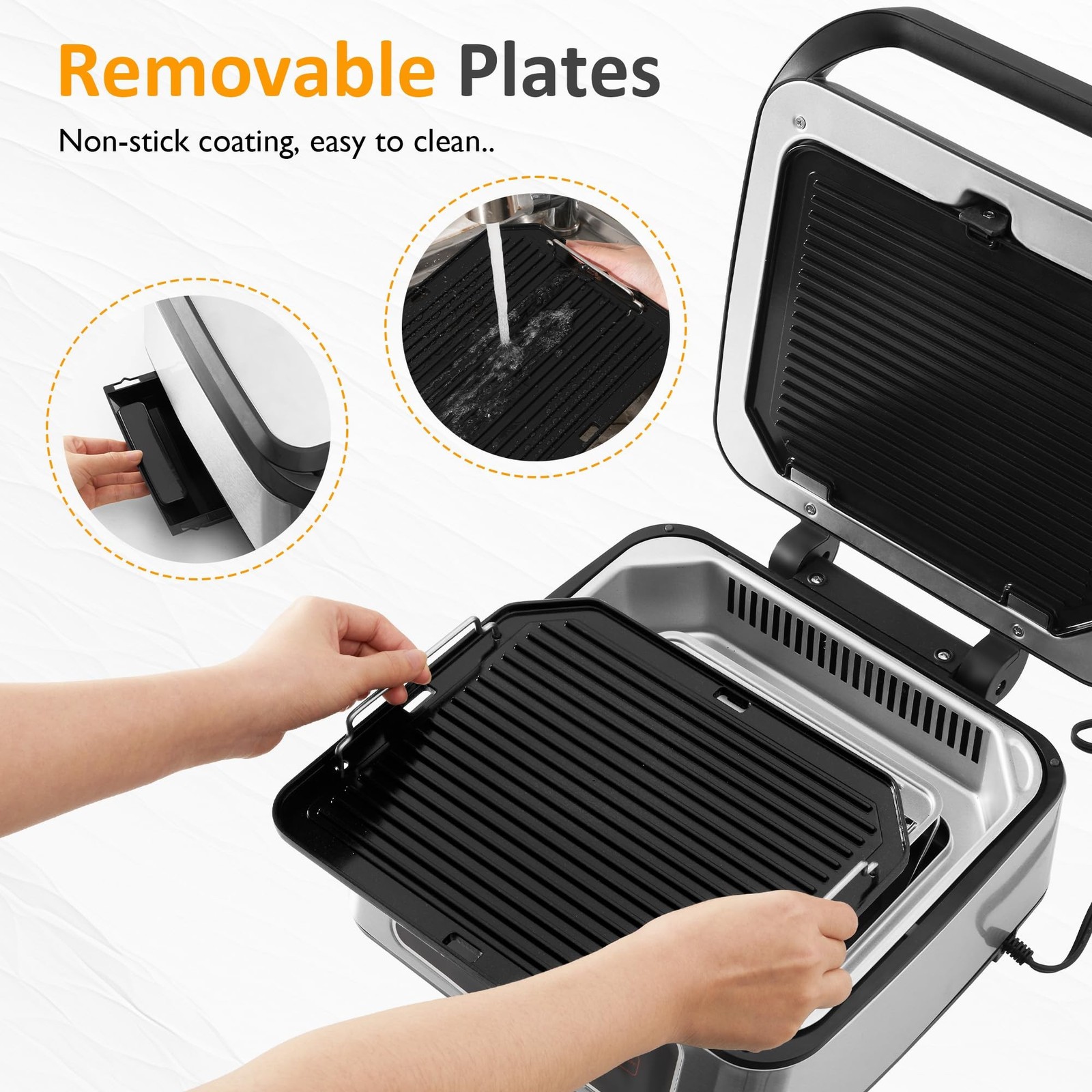 Sunvivi 1300W Smokeless Grill Indoor Auto-Lift, Electric Panini Press Griddle