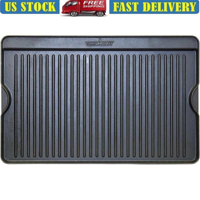 Pre-seasoned Cast Iron Grill Griddle 16″ Stoves Two-Burner Cooking Tools New