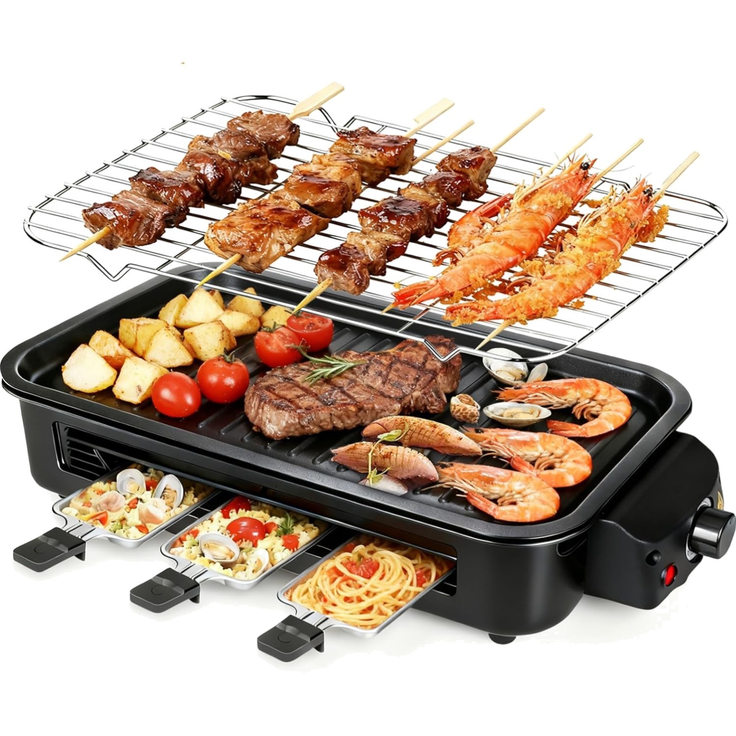 Compact 1700W Indoor BBQ Grill with Removable Non-Stick Plate – Easy Clean