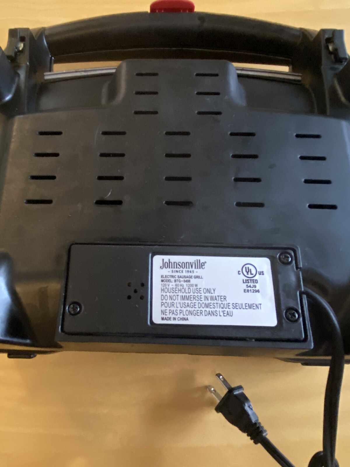 Johnsonville Sizzling Sausage Grill BTG0498 Indoor Tested! Good Condition