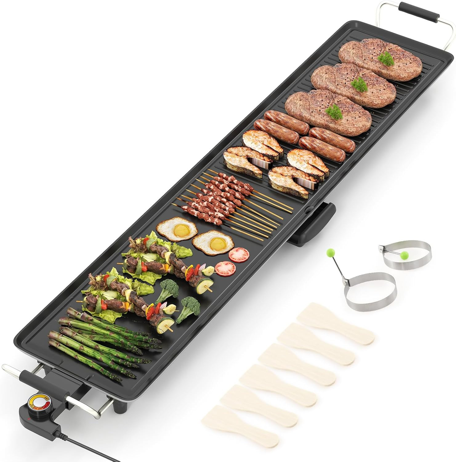 39.5″ Electric Griddle, Portable Teppanyaki Grill for 10-12 People, Indoor/Outdo