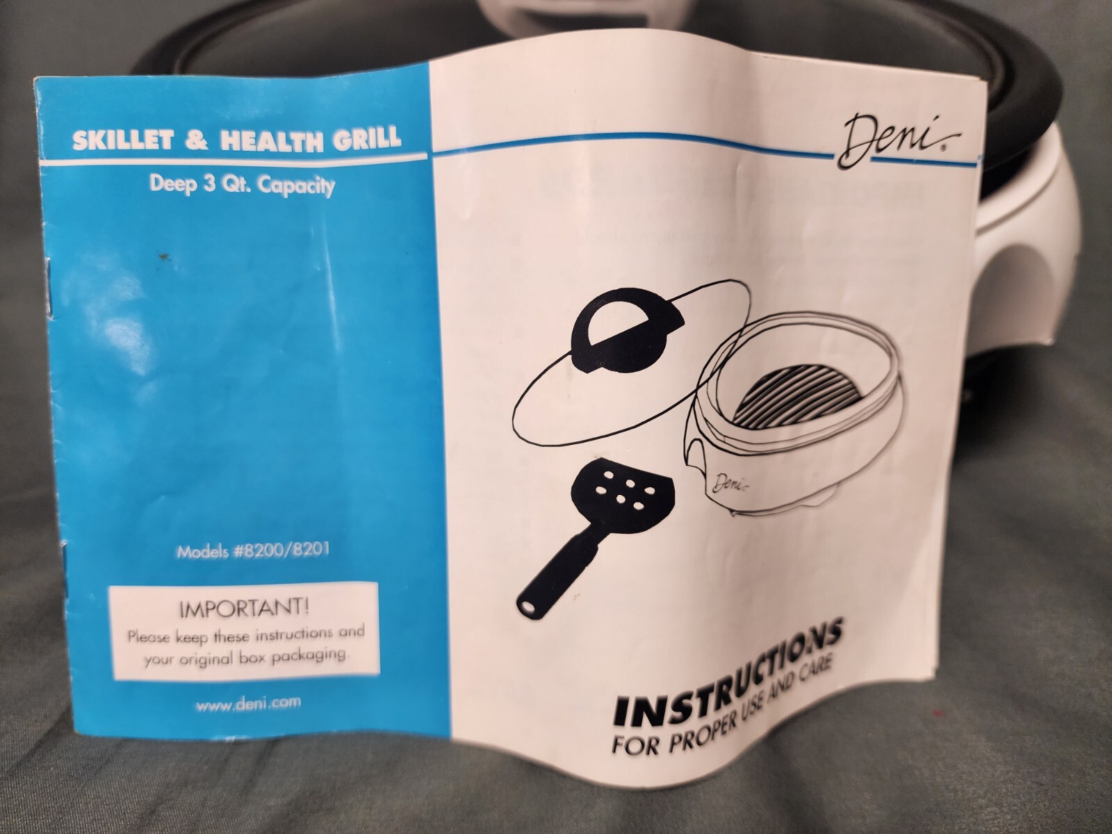 Deni’s Skillet & Health Grill, Model 8200/8201, Deep 3 qt. Capacity