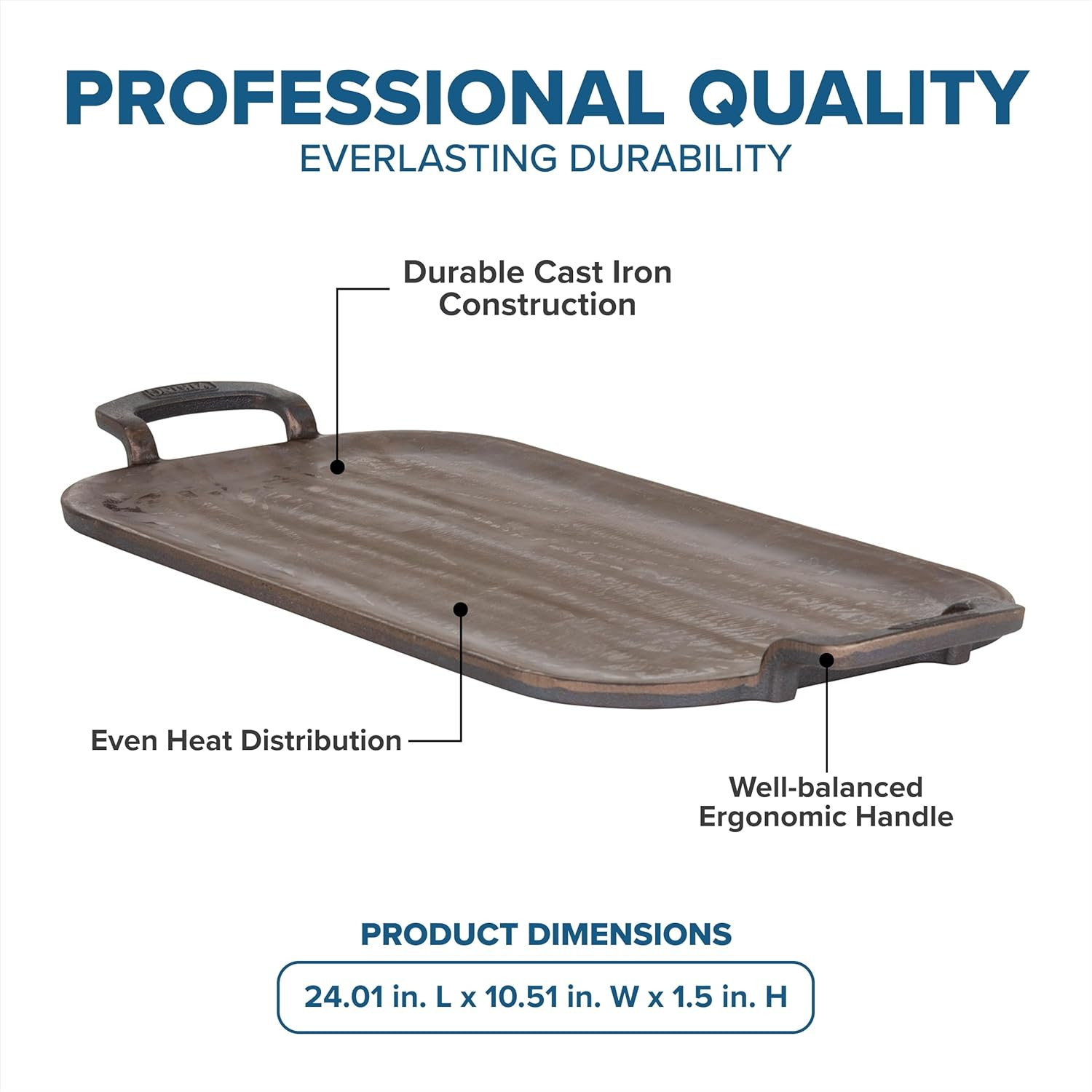 24″ Nonstick Double Burner Griddle – Induction & Oven Safe, PFAS-Free