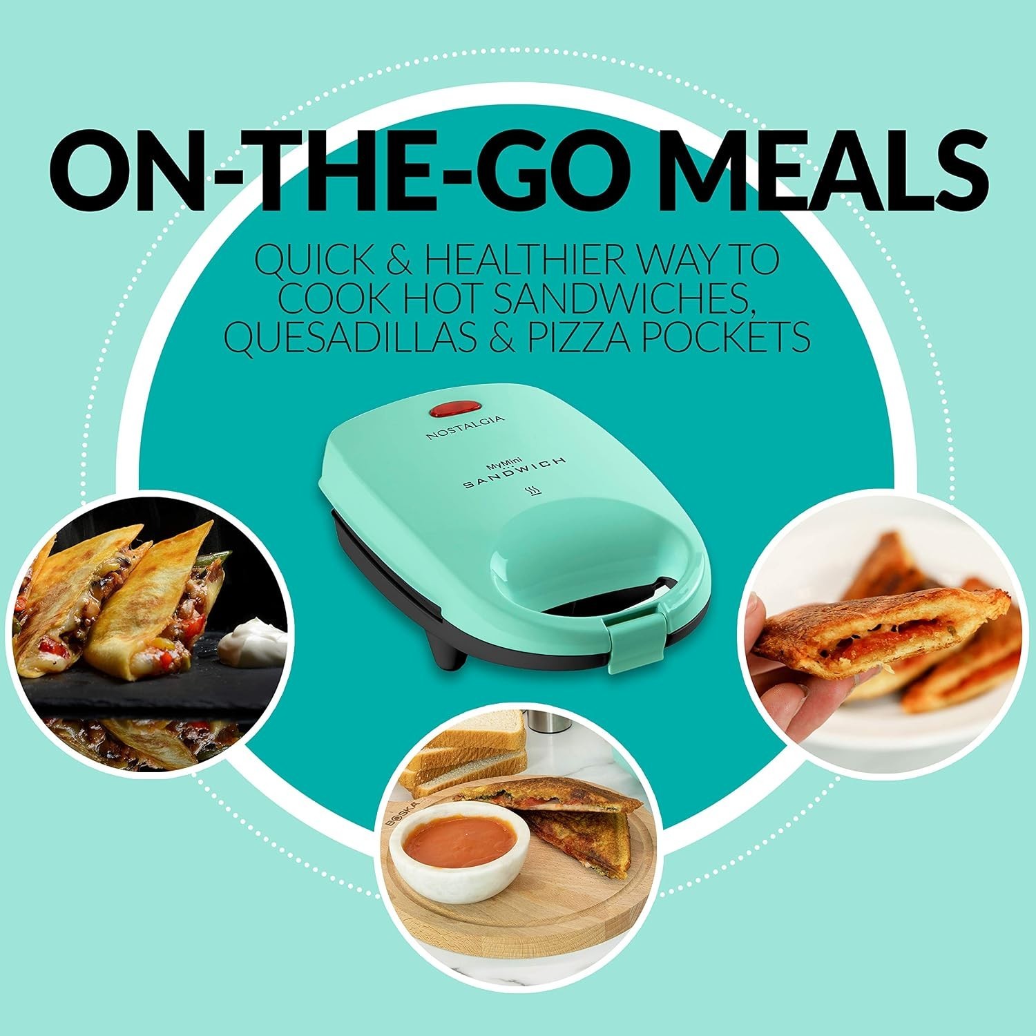 MyMini Mint Green Sandwich Maker – Nonstick Compact Panini Press for Quick Meals
