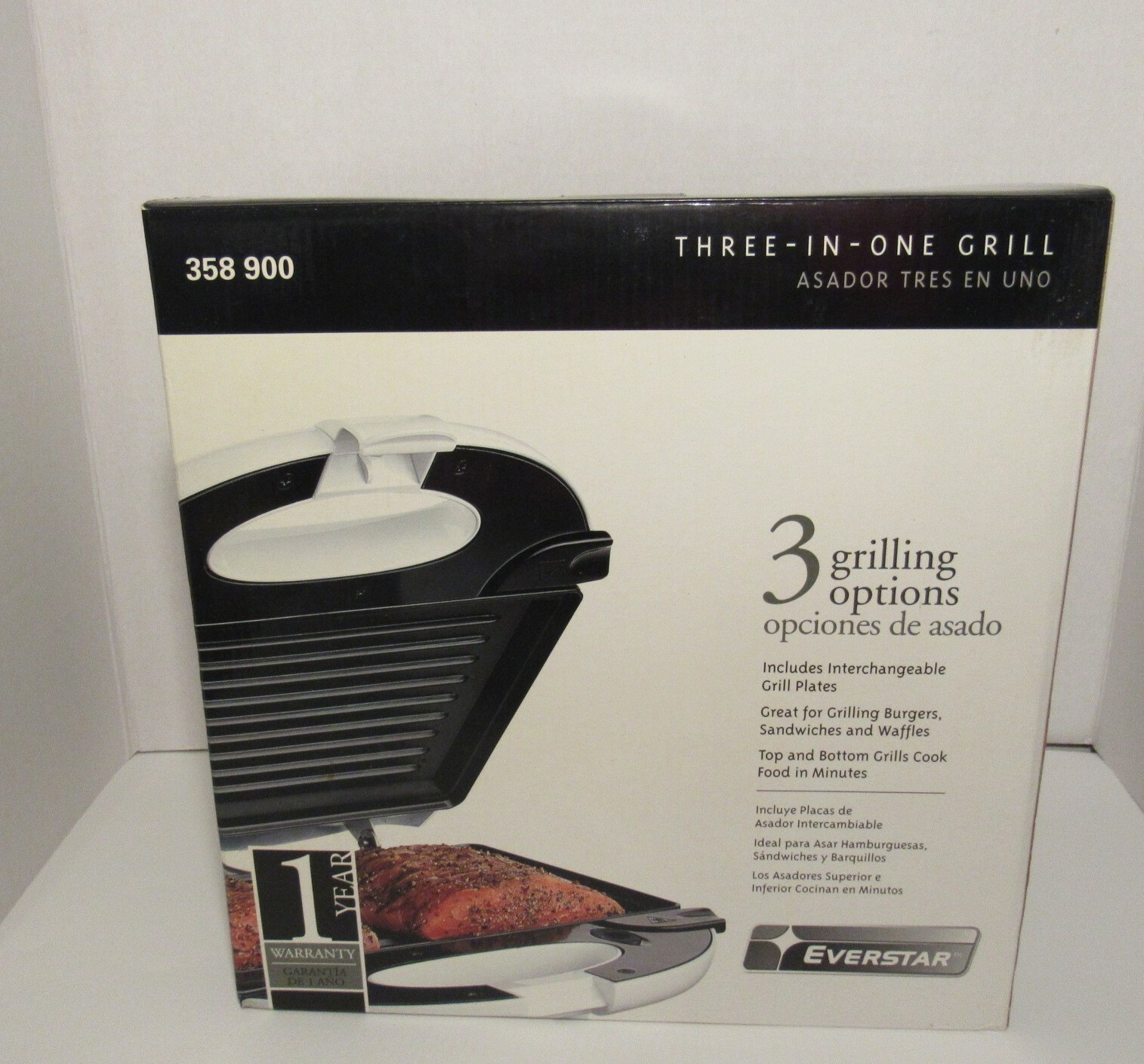 Everstar Three-In-One Grill, Vintage Model: 358900, Interchangeable Grill Plates