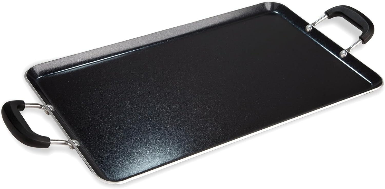Expansive Double Burner Griddle with Dual Silicone Handles – 24 Inches Long