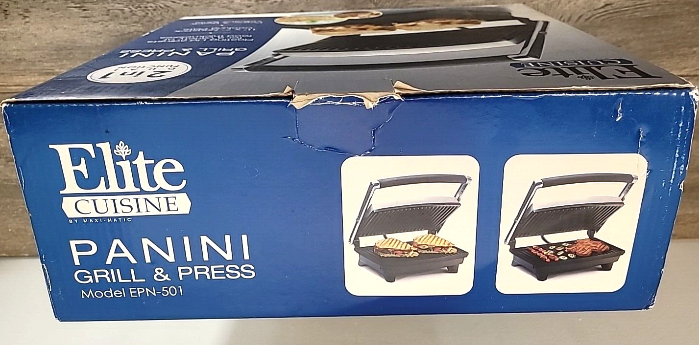 Elite Cuisine 2 In 1 Panini Grill & Press Dual Function Grill Model EPN-501