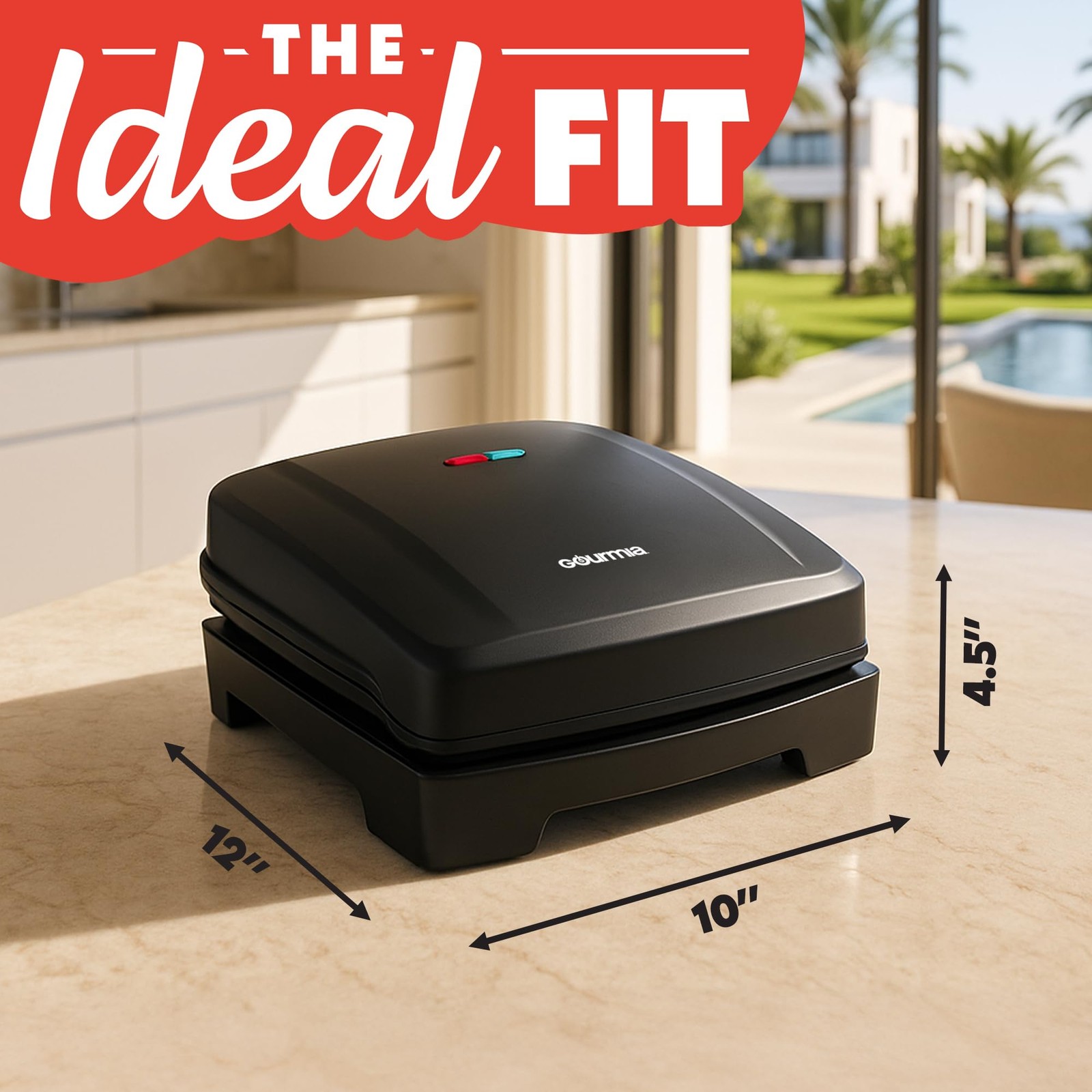 Gourmia Indoor Grill Panini Maker 4 Serving Contact Or Open Grill Nonstick
