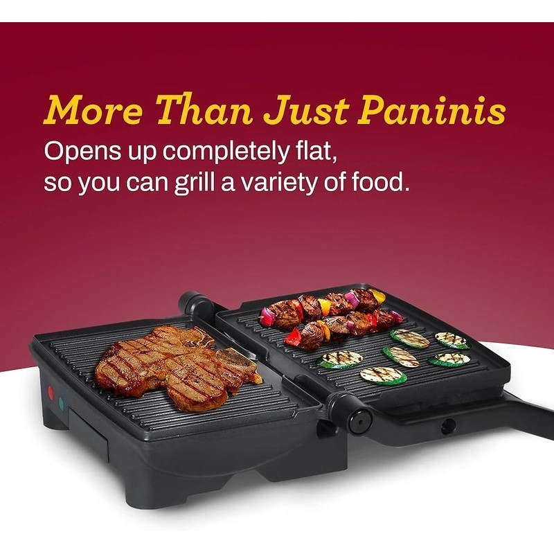 Panini Press Grill 180 Degree Adjustable Non-Stick Cooking Surface Easy Clean Up