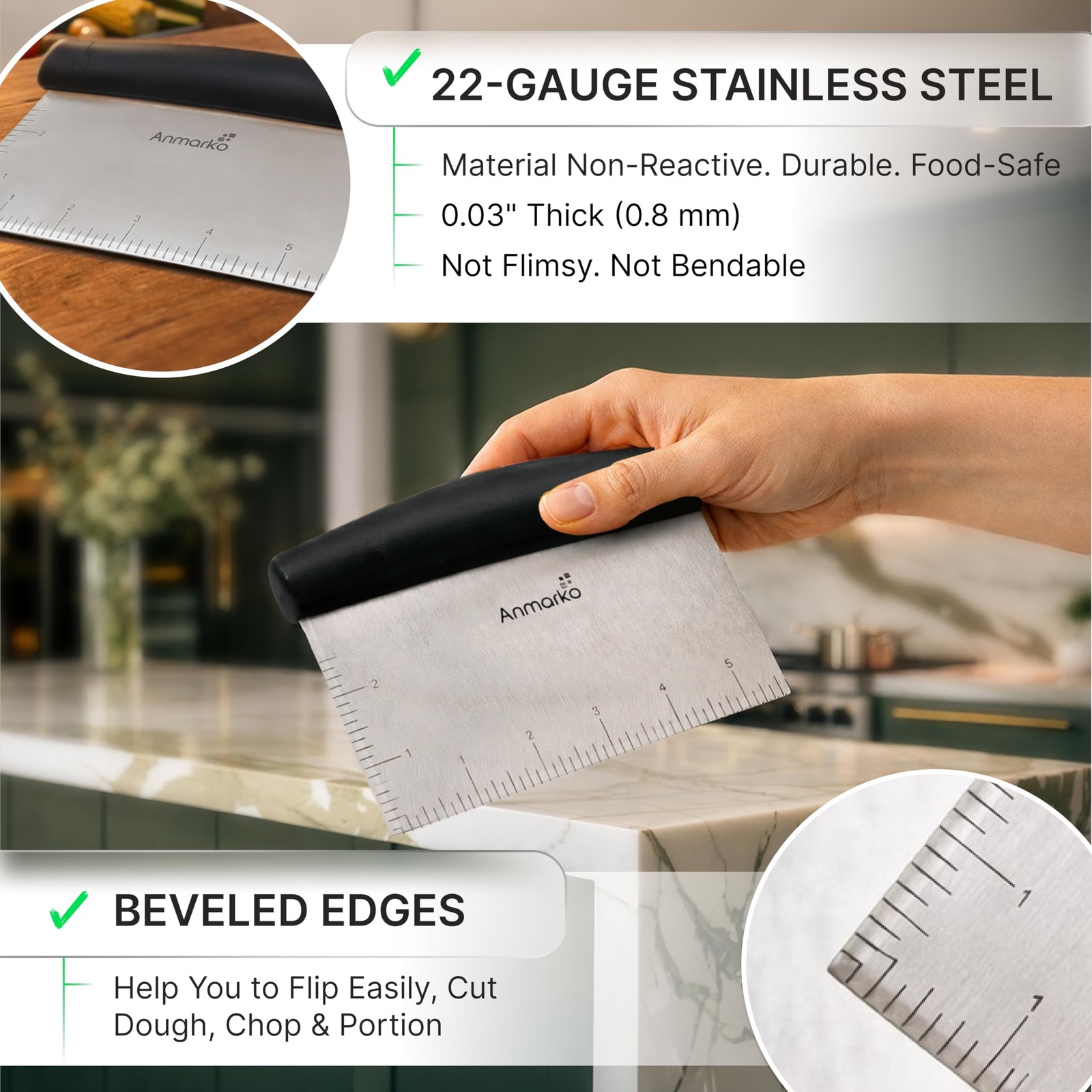 Stainless Steel Metal Griddle 16.5 cm x 10.5 cm, Rubber handle scraper