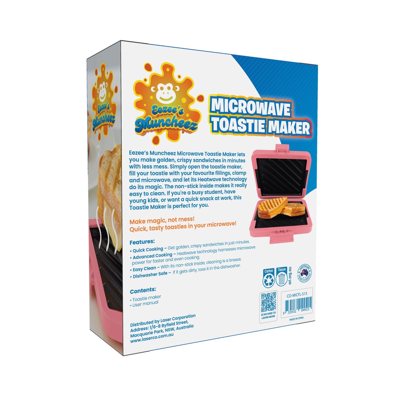 Laser Microwave Toastie Maker Easy Hot Sandwiches for Office or Dorm