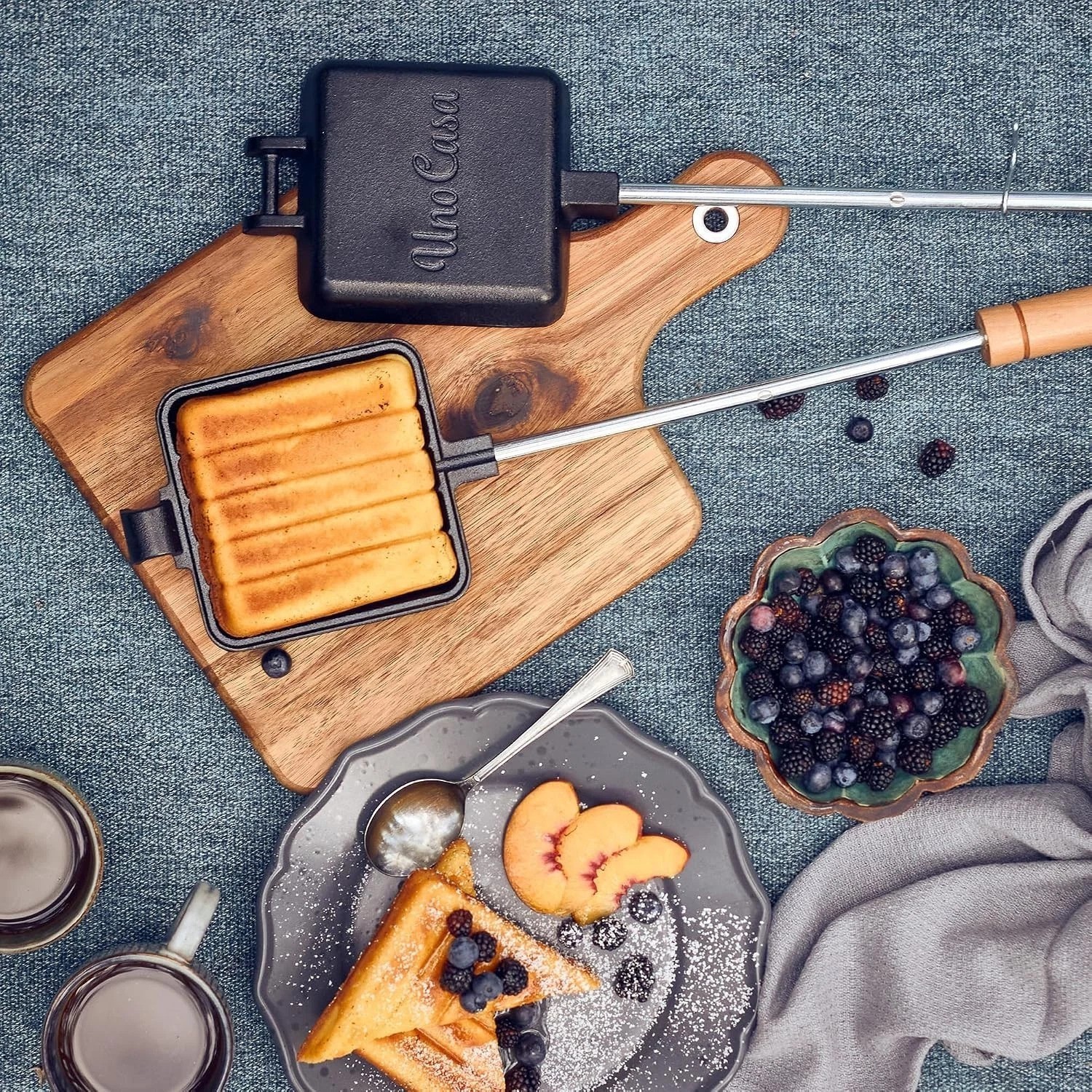 Pie Iron Sandwich Maker – Cast Iron Sandwich Maker with Recipe Book | Pudgy P…