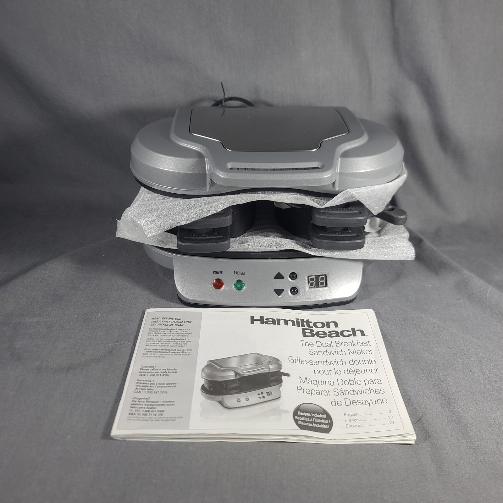 Hamilton Beach Dual Breakfast Sandwich Maker Timer Silver 25490A