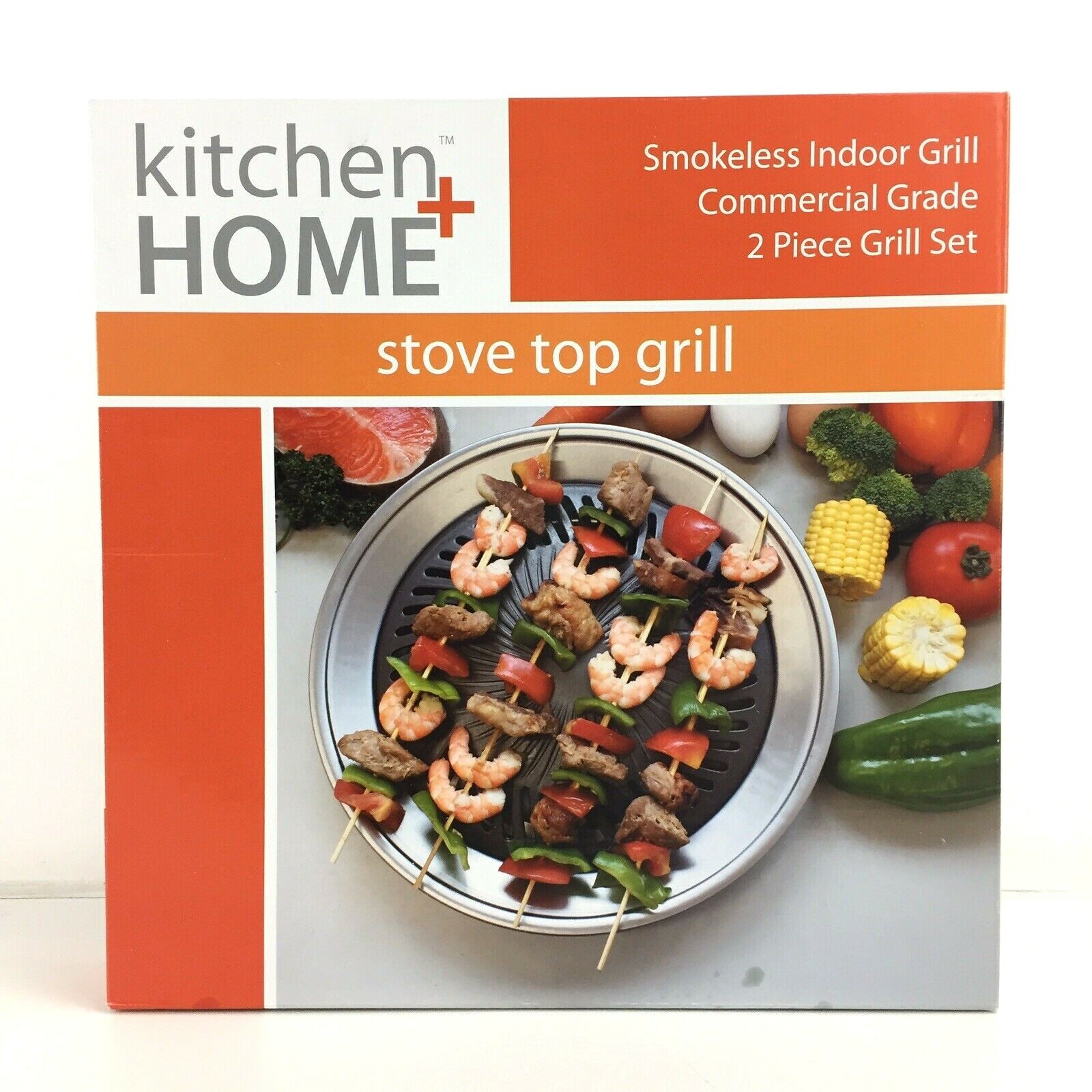 Kitchen + Home Smokeless Stove Top Grill – Non-Stick – For Gas or Electric Stove