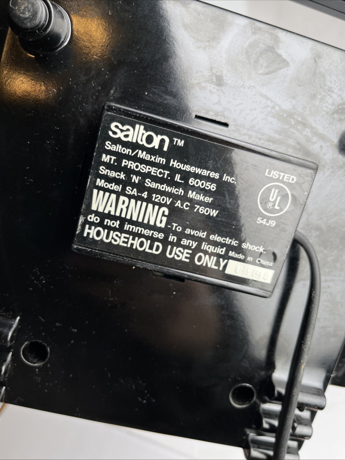 Salton SA-4 Snack ‘N’ Sandwich Maker 12V 760W Panini Crimps Seals TESTED & WORKS
