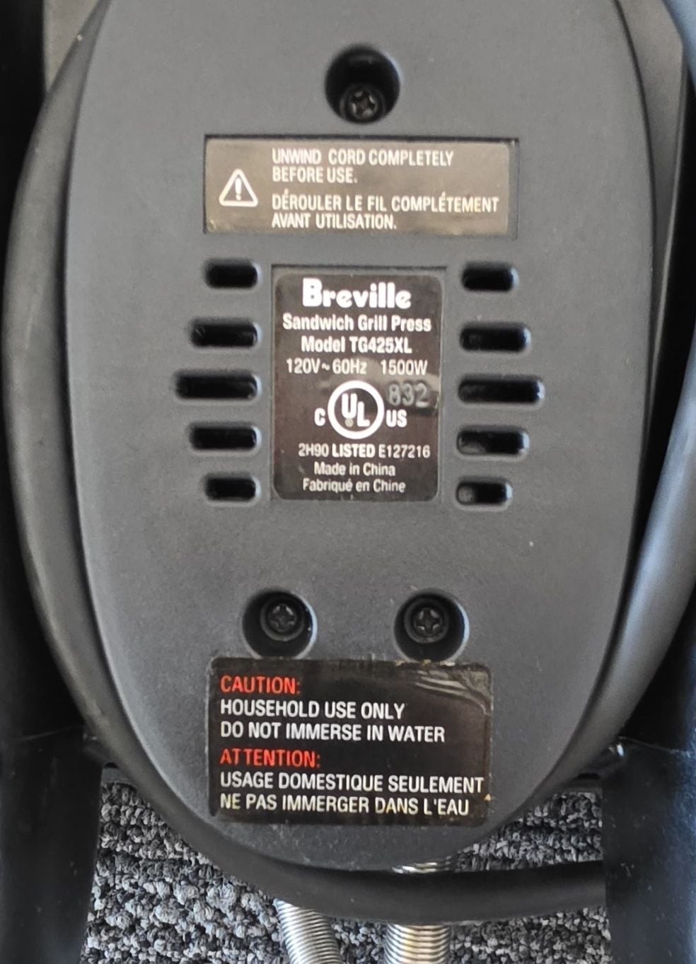 Breville TG425XL Sandwich/Panini Grill Press Tested & Works!