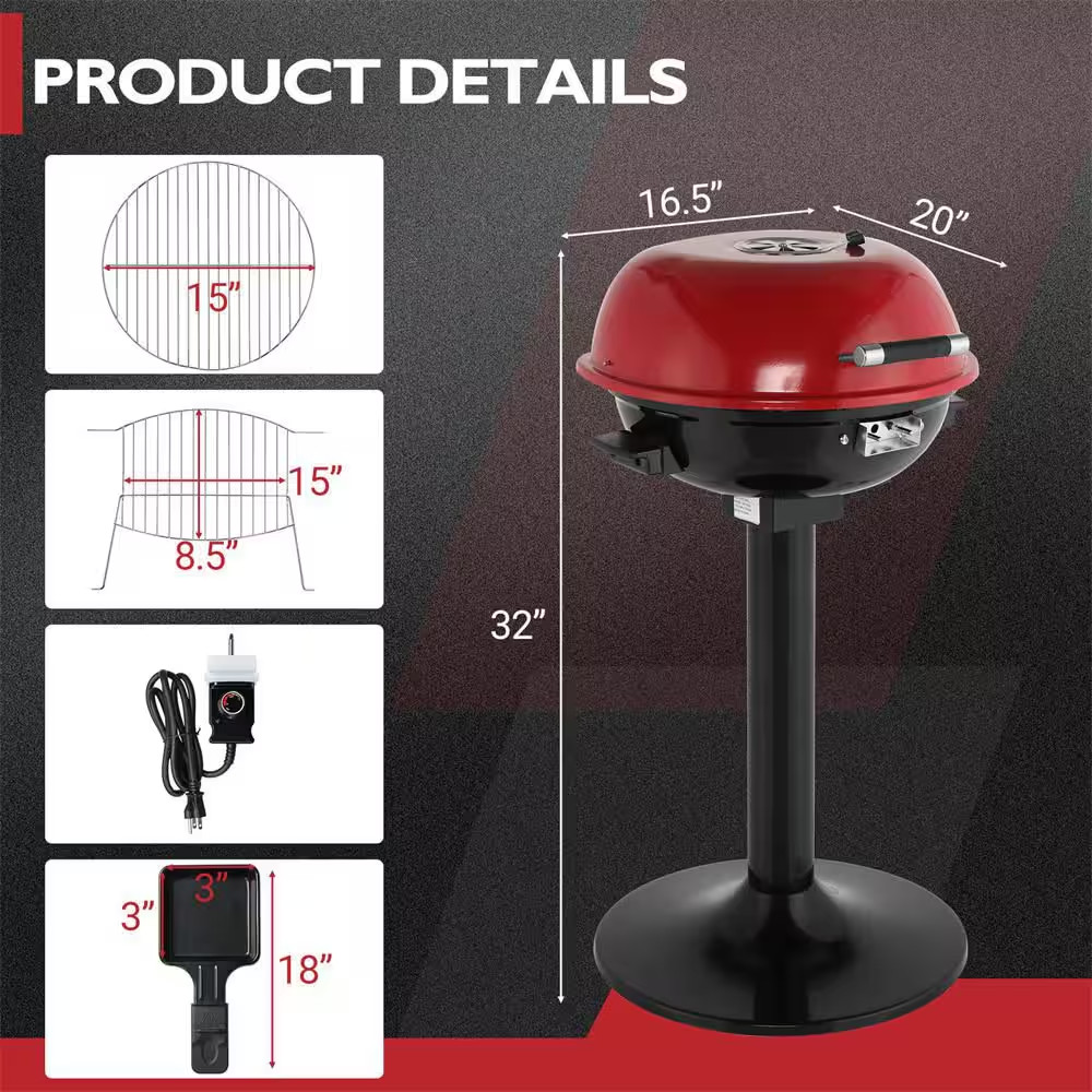 1600W Electric Countertop BBQ Grill Portable Double Layer Electric Grill with St