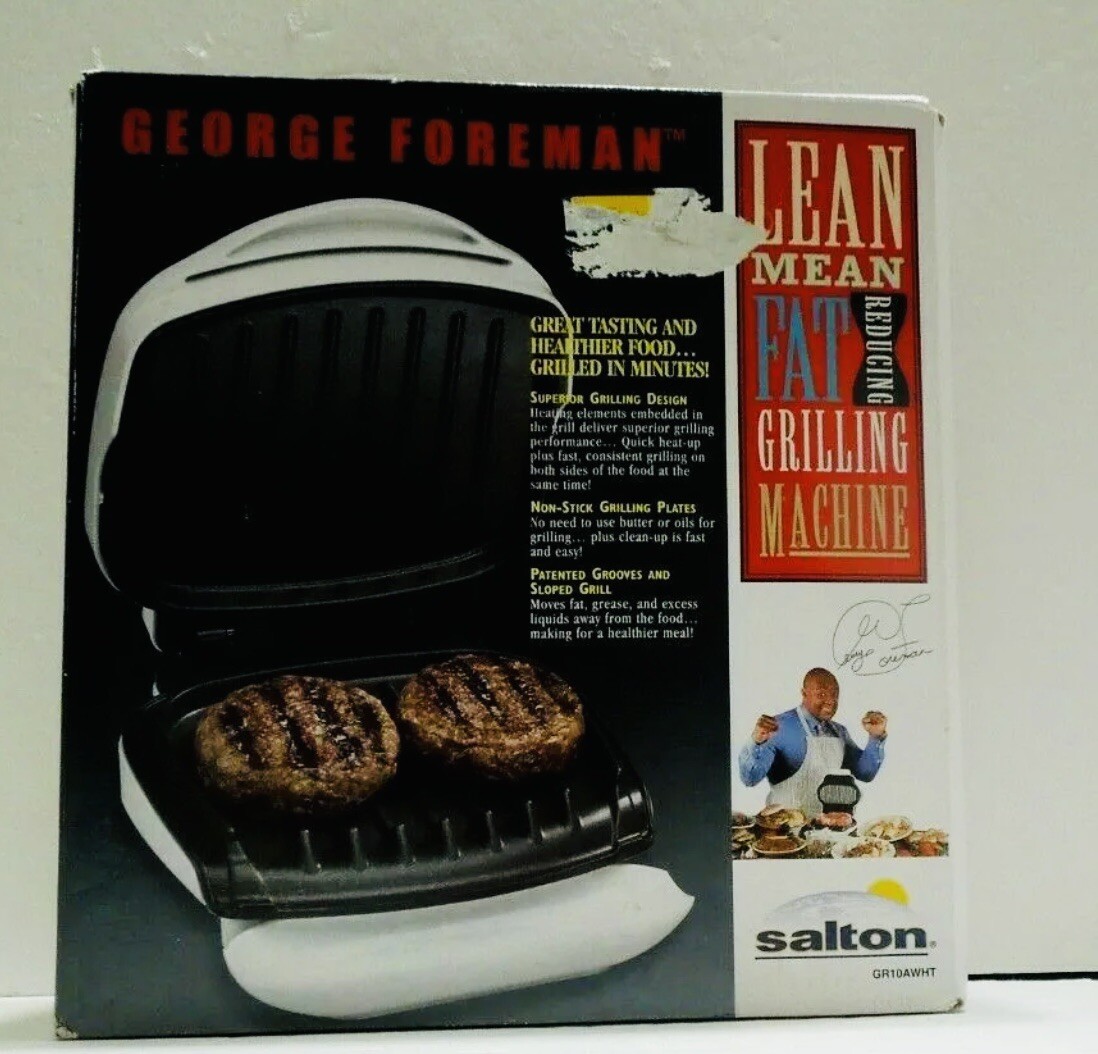George Foreman GR10ABW Champ Grill with Bun Warmer – White