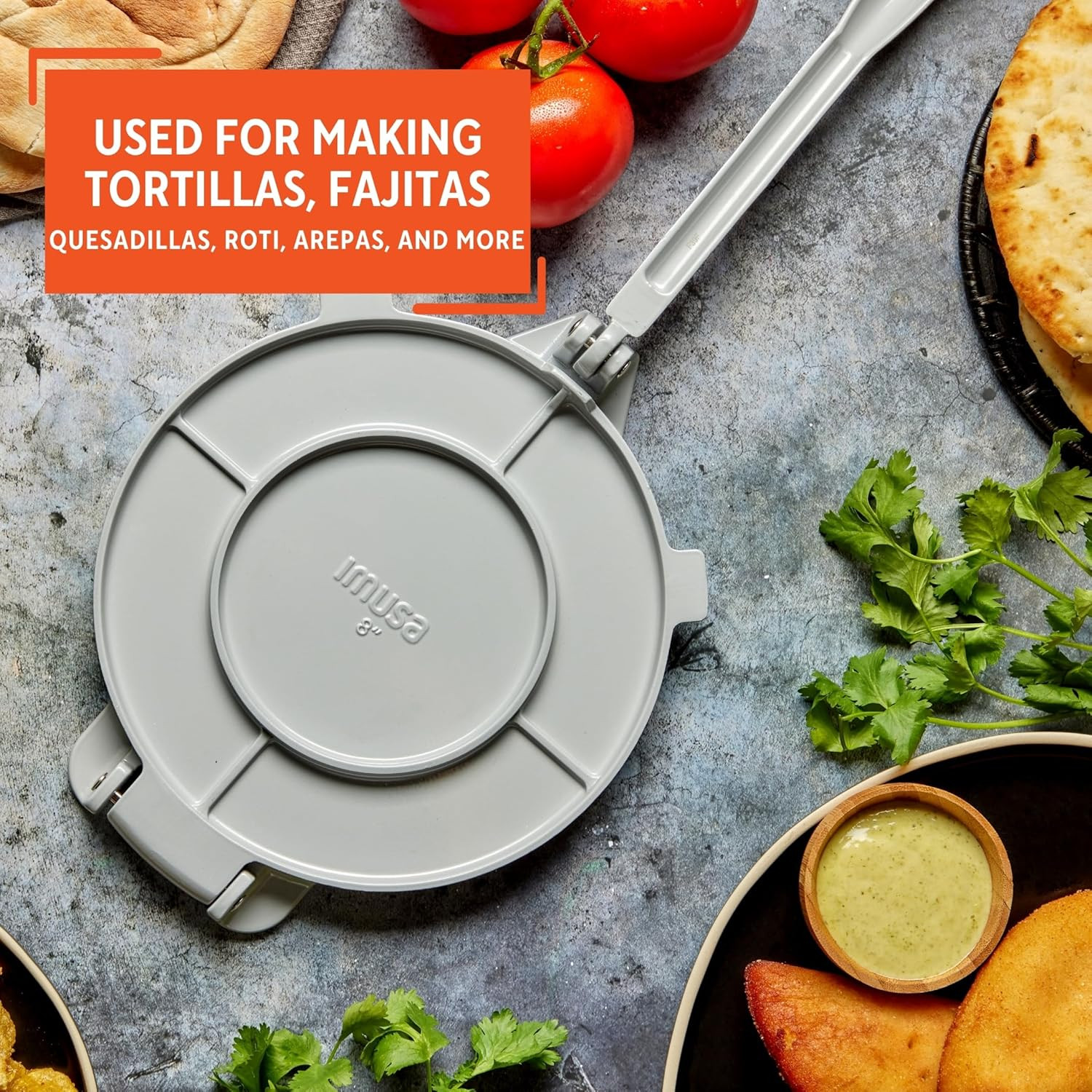 8 Inch Cast Aluminum Tortilla Press for Tacos Arepas Flatbreads and More