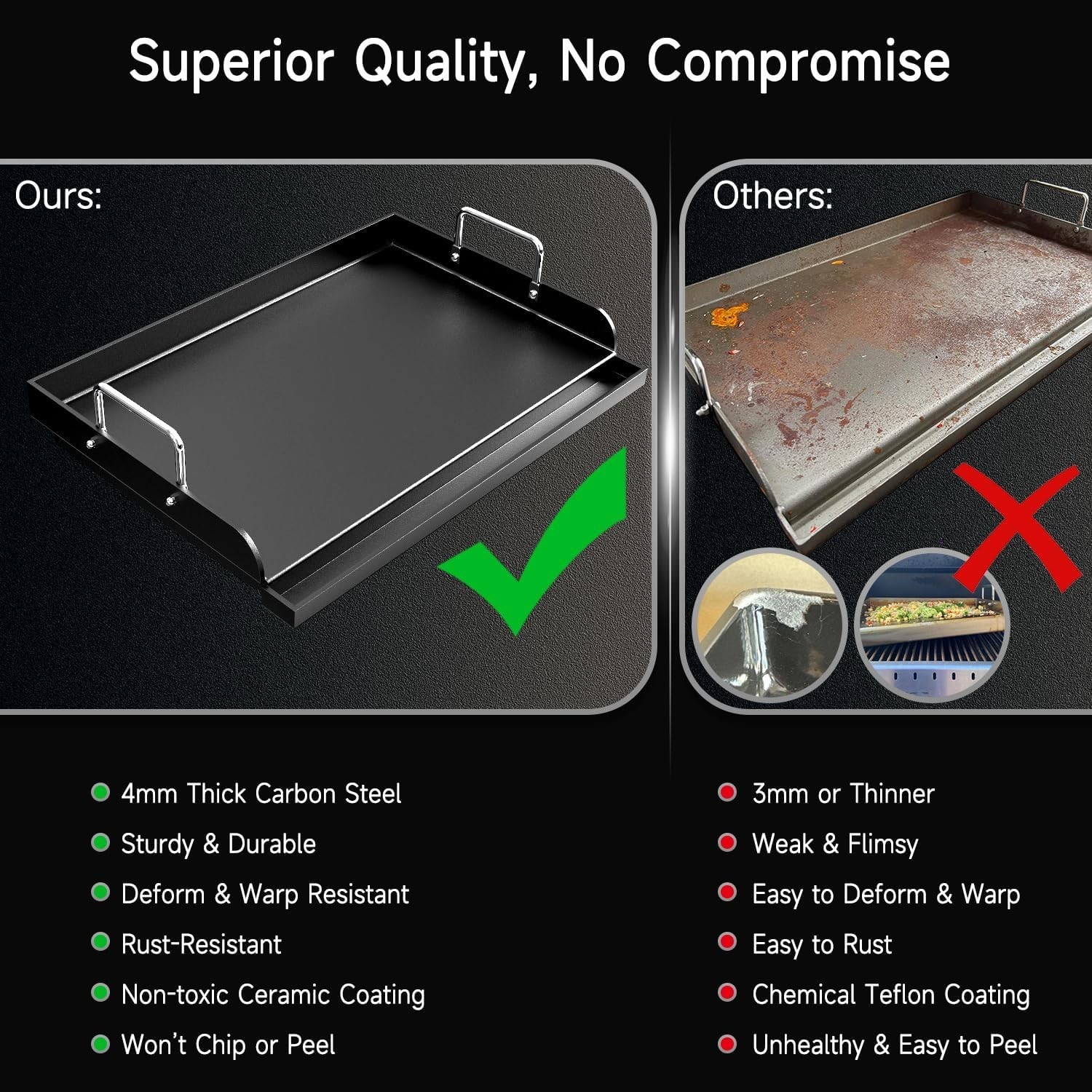 Nonstick Griddle for Gas Grill, 25″ x 16″ Ceramic Coated Flat Top Griddle for…