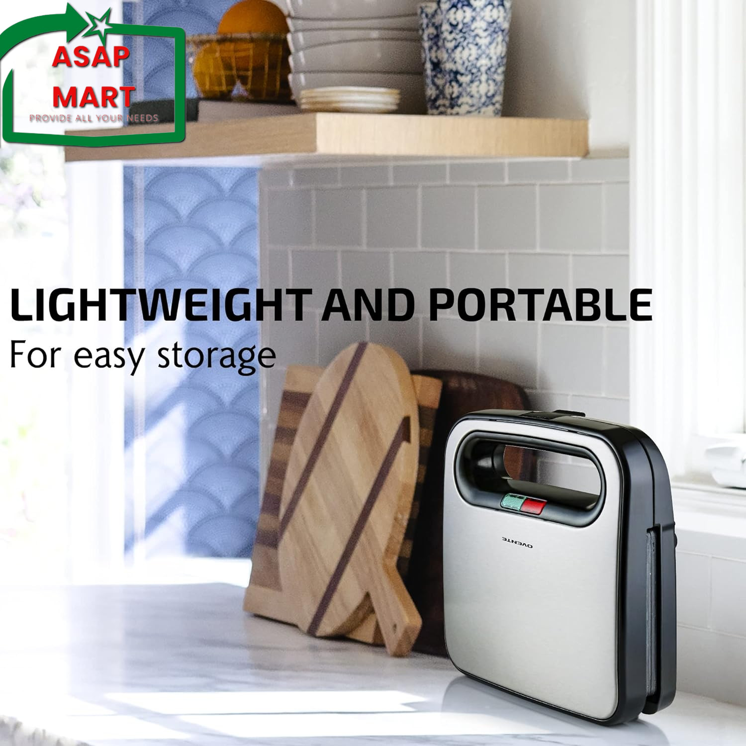 OVENTE Electric Sandwich Maker with Non-Stick Plates, Indicator Lights, Cool Tou