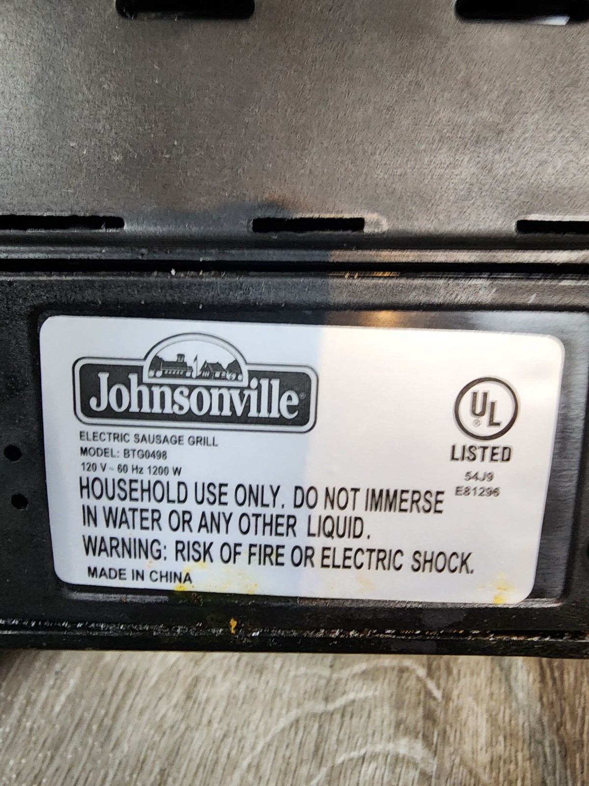 Johnsonville Sizzling Sausage Grill Indoor Electric BTG-0498 With Drip Tray