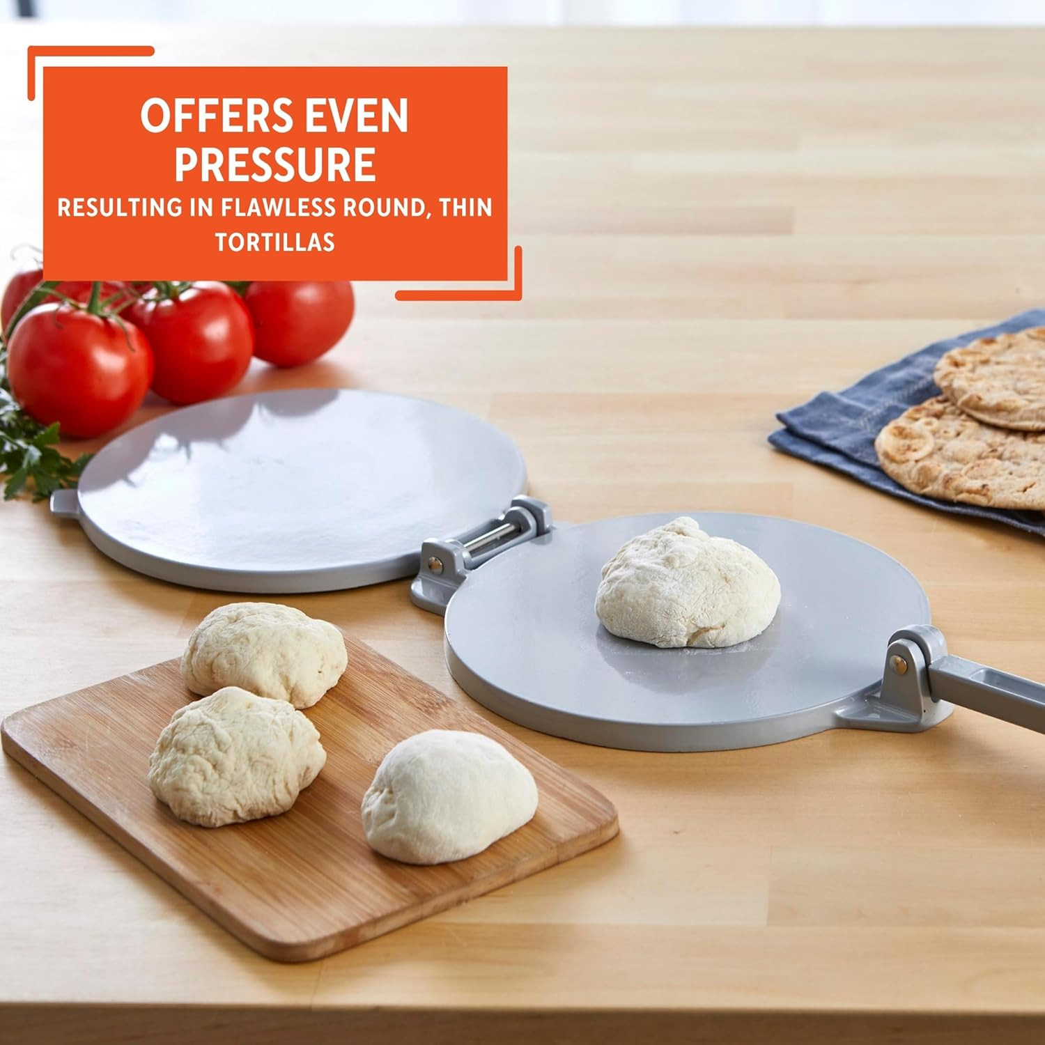 8 Inch Cast Aluminum Tortilla Press for Tacos Arepas Flatbreads and More