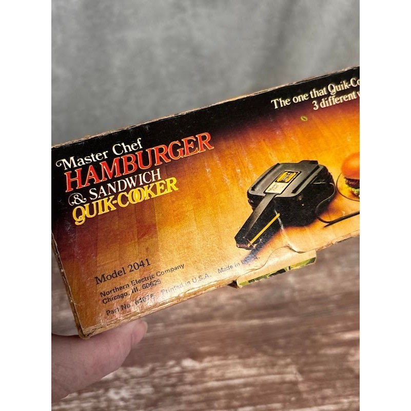 Master Chef Hamburger Sandwich Quik Cooker Electric Griddle Model 2041 NOS
