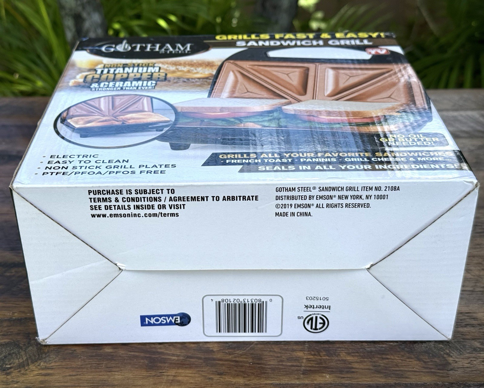 Gotham Steel Ti-Cerama Sandwich Grill Nonstick Copper Ceramic, Model 2108A