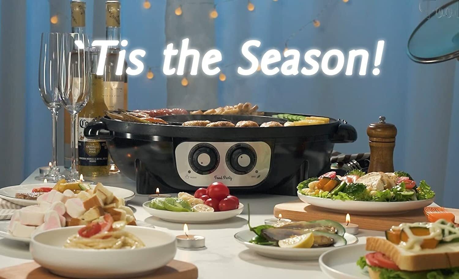 2 in 1 Electric Smokeless Grill and Hot Pot Party Black PFOA and BPA Free 2022