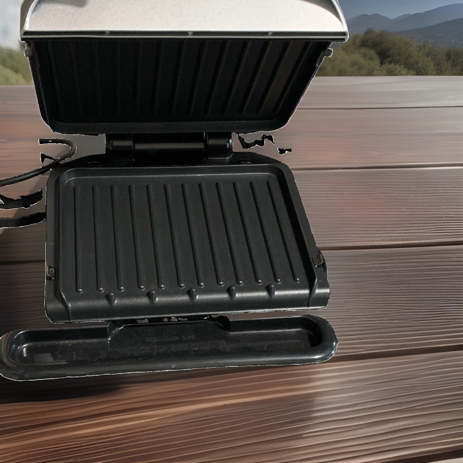 George Foreman Electric Contact Grill & Griddle w/ Drip Tray, Silver/Black