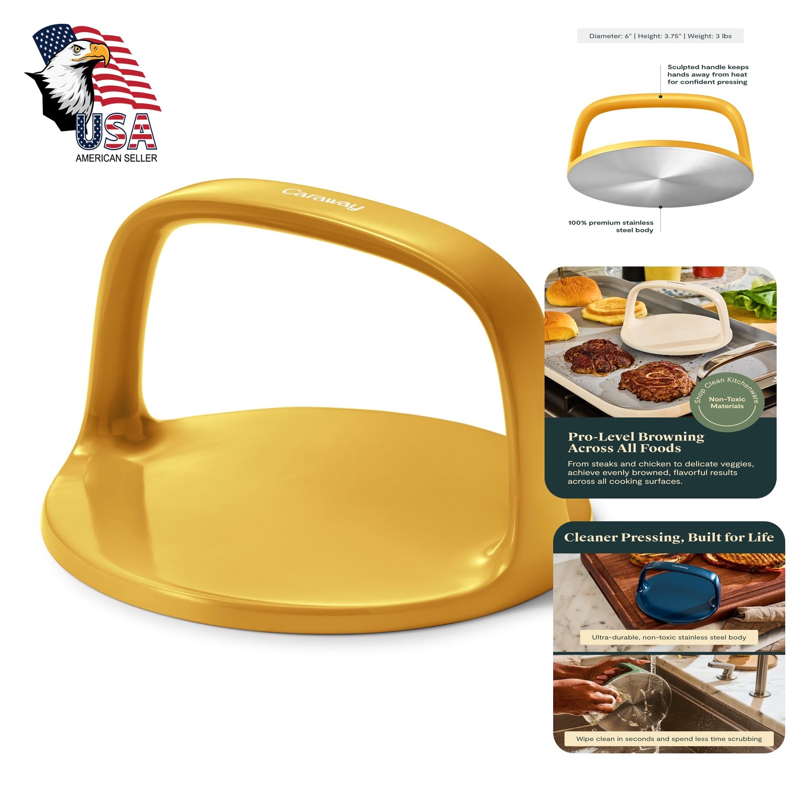 Caraway Marigold Grill Press