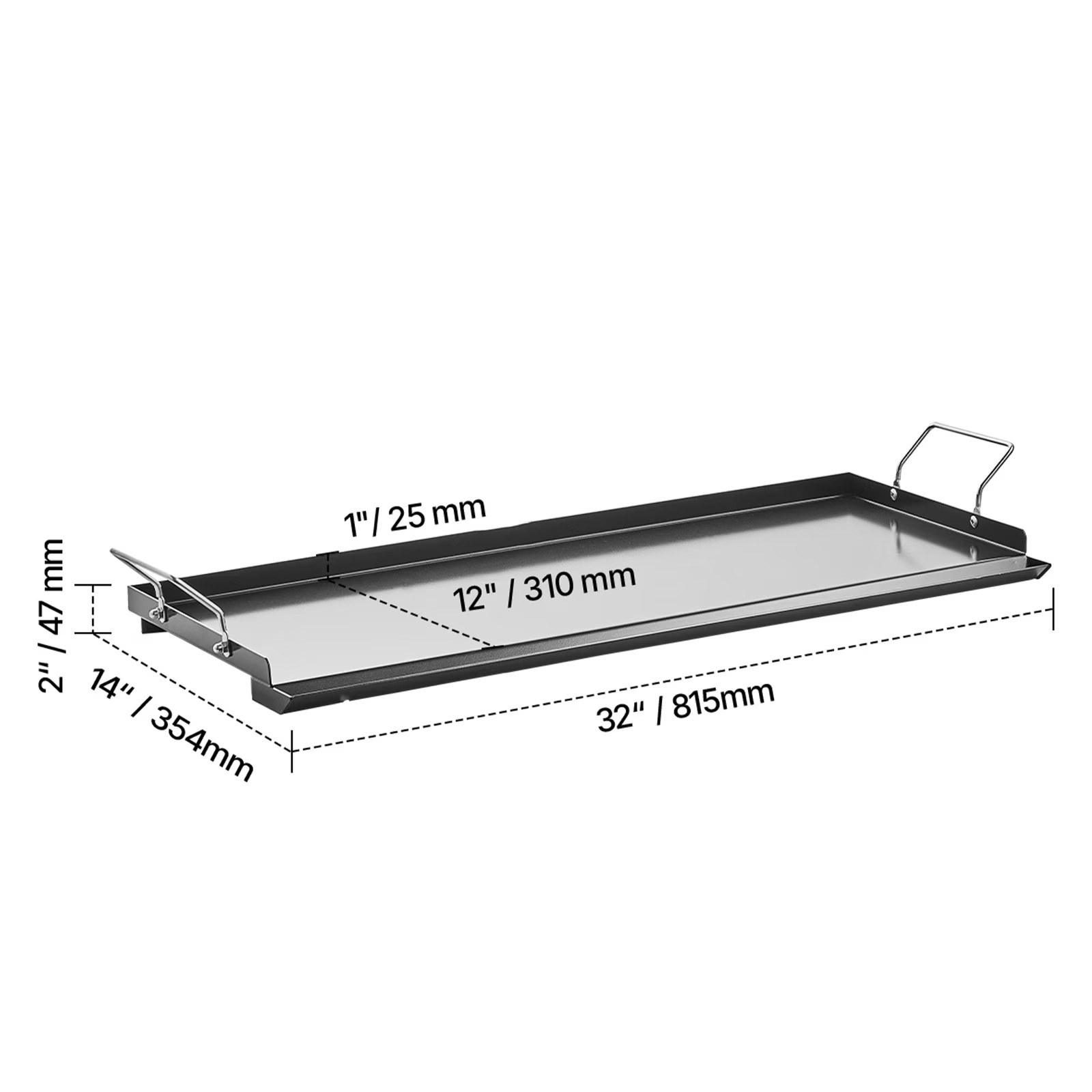 Carbon Steel Griddle, 32×14 inch Rectangular Flat Top Plate, Gas Grill Griddle