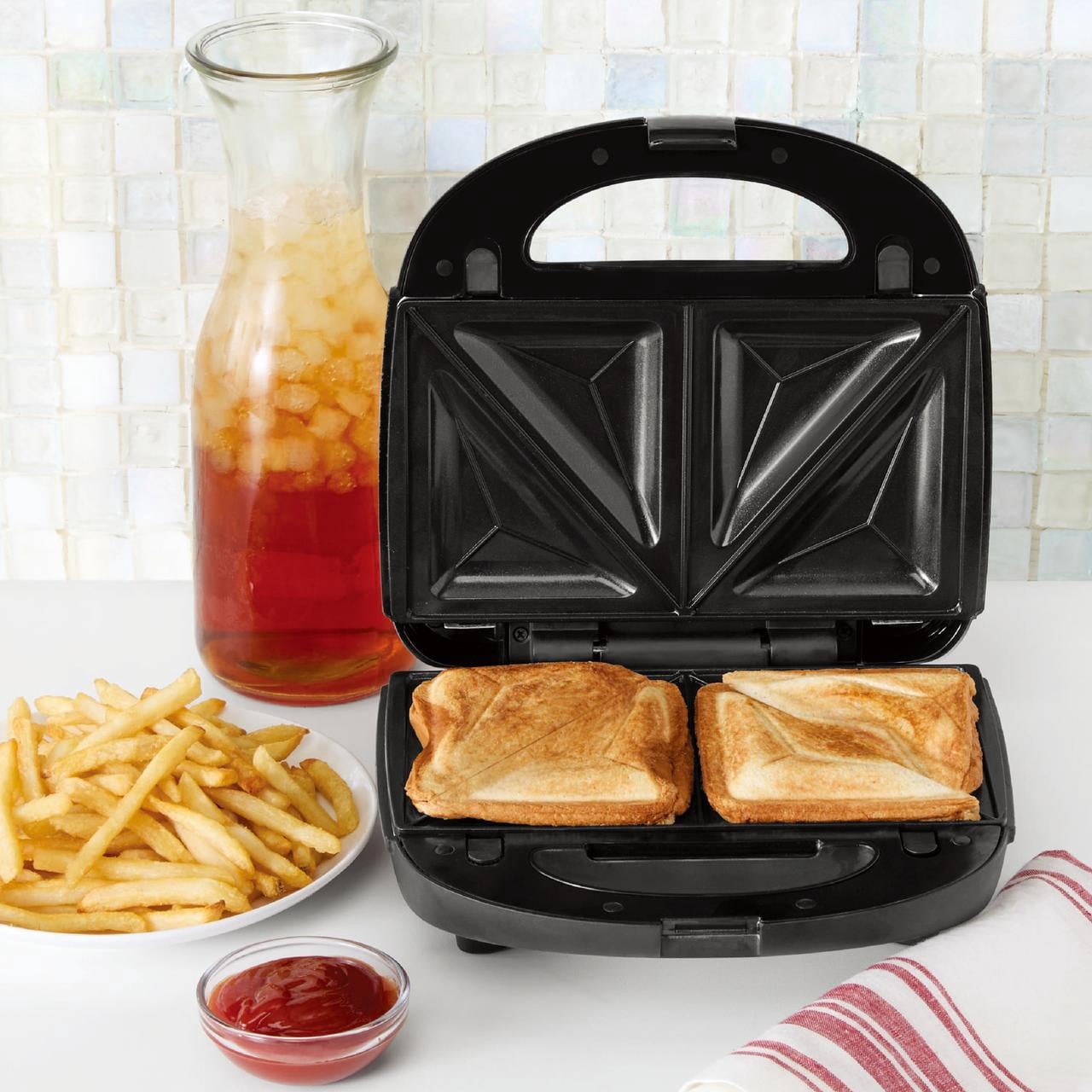 2 Slice Removable Plates Waffle and Sandwich Maker, Ceramic Nonstick, 750 Watts