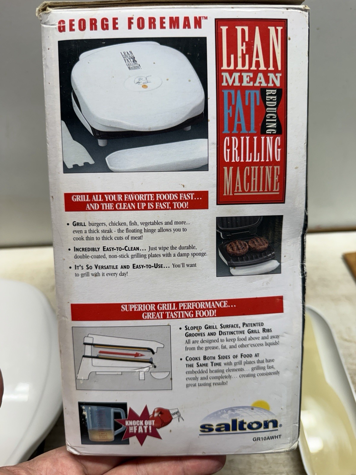 VTG 2000 NEW George Foreman Lean Mean Fat Reducing Grilling Machine GR10AWHT