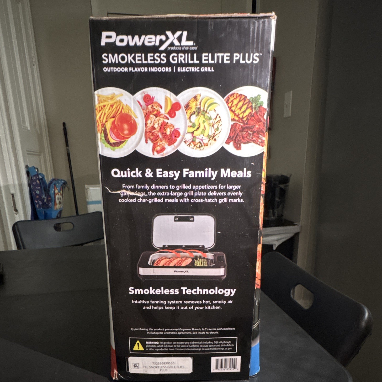 PowerXL Smokeless Grill Elite Plus 1500W Indoor Electric, Glass Lid, Nonstick