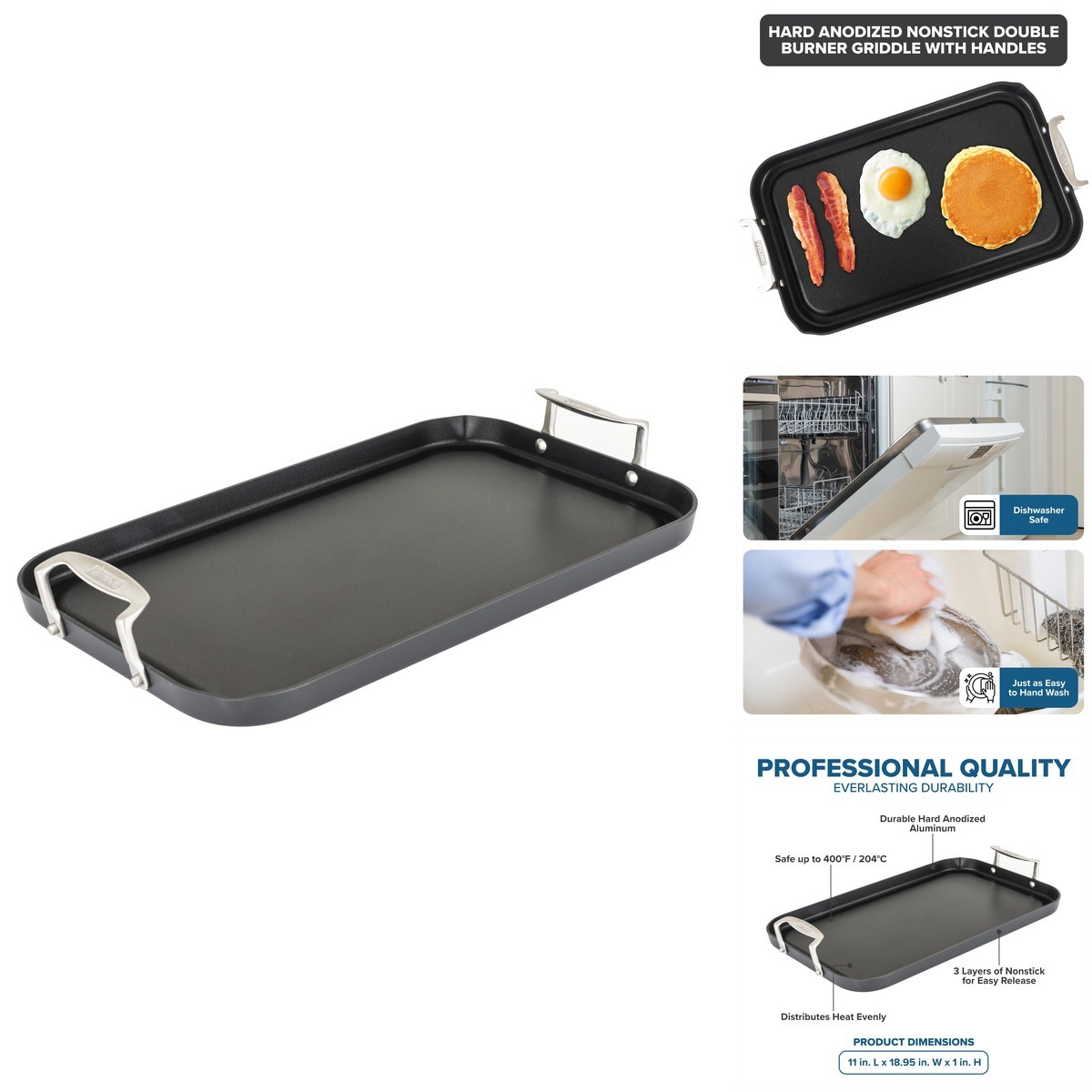 Viking 40051-1218 Nonstick Double Burner Griddle 19 x 11 Inch Hard Anodized